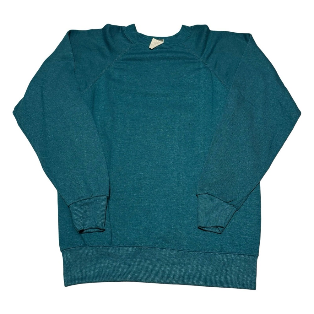 Vintage 80s Sportswear Teal Raglan Crewneck Sweatshirt Adult Medium
